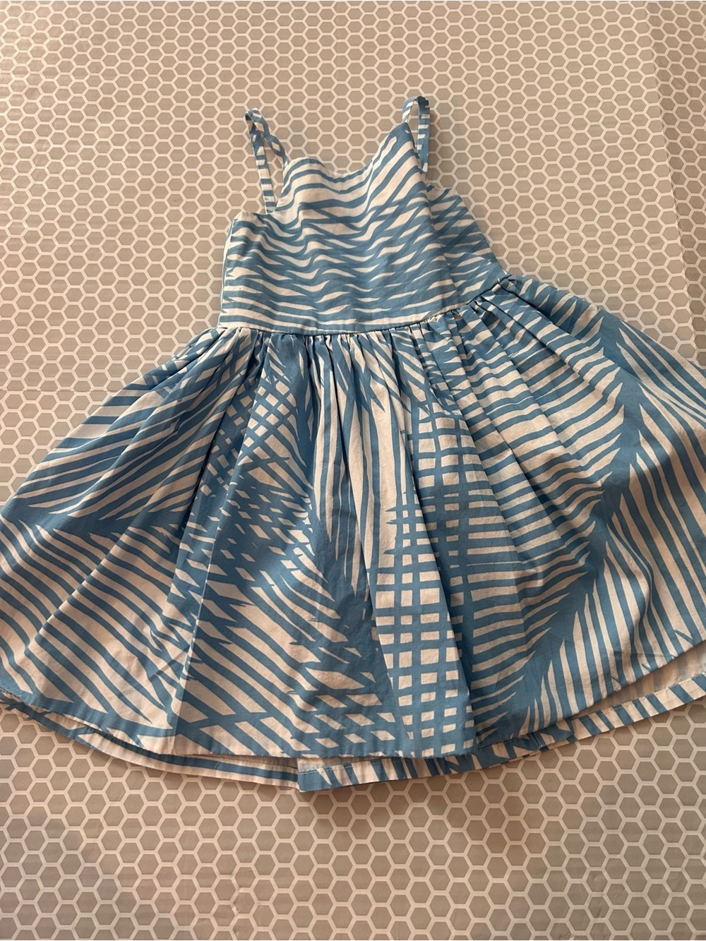 Girls' Blue and White Striped Summer Dress. Size 6/7